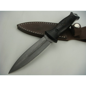 Damascus Blade Material Skeleton Double-edged Collectible Knife Fixed Camping Outdoor Survival Tactical Knife UD400789